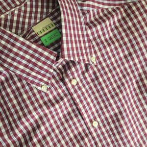 TailorByrd Men's Long Sleeve Button Down Shirt Gingham Check Red White and‎ Blue